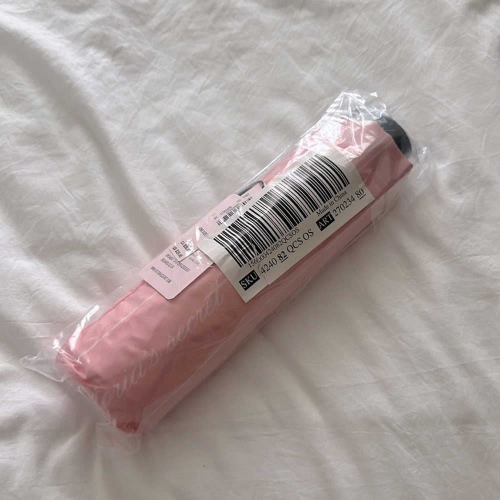 Victoria’s Secret Pink & White Striped Women's Umbrella With Signature Writing